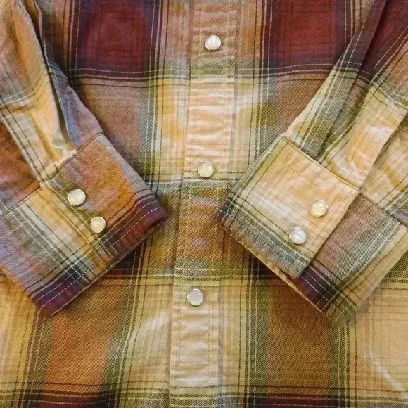 Levi's Plaid Snap Button Down Long Sleeve Shirt Red Size Medium - Picture 3 of 11